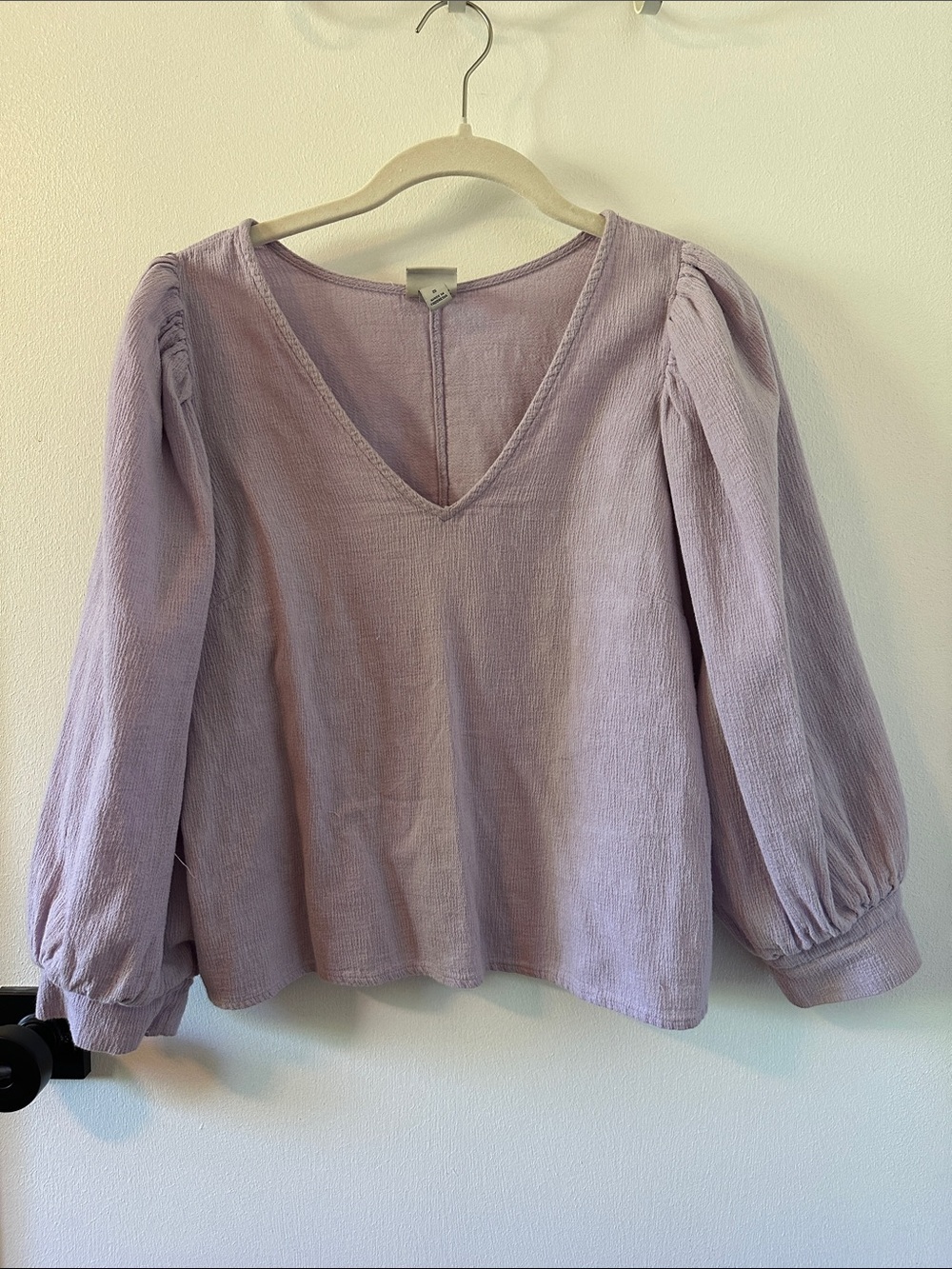 a new day Lavender V-Neck Puff Sleeve Blouse